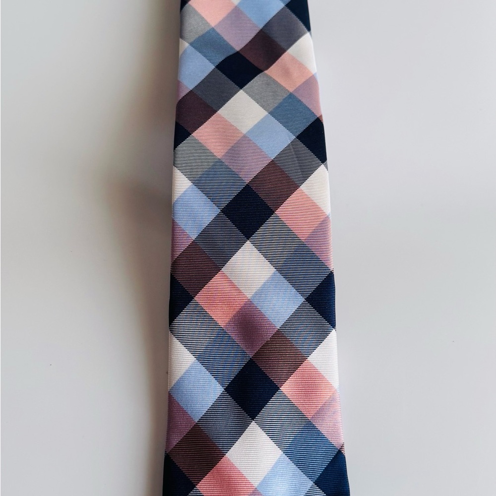 Tommy Hilfiger Pink and Blue Plaid Tie